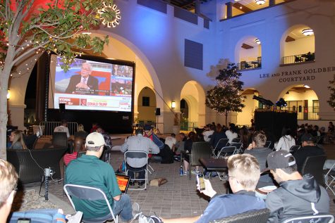 Students waiting for the results of the tight presidential election to come in at the Conrad Prebys Aztec Student Union. 